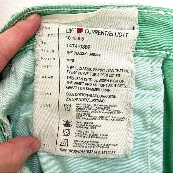 DVF Loves Current/Elliot Mint Tropical Floral The Classic Skinny Jean Size 28 - Picture 15 of 16